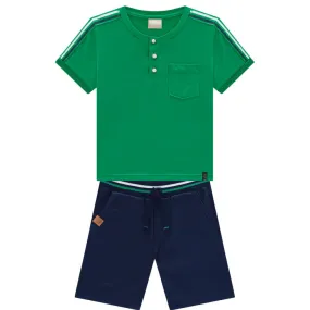 2 Piece Boys S/S Henley Shirt & Shorts