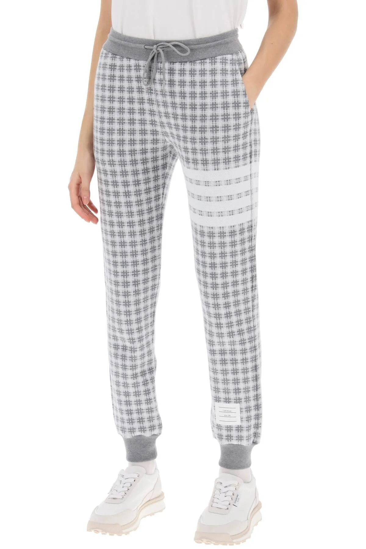 4-bar joggers in check knit