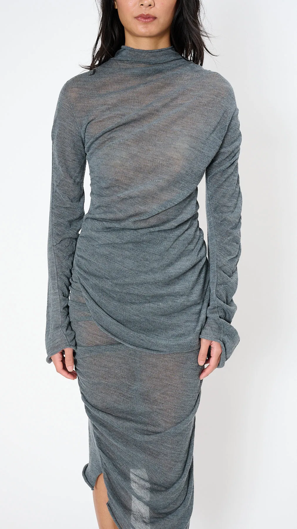 Ambiguous Wool Top in Dew Gray