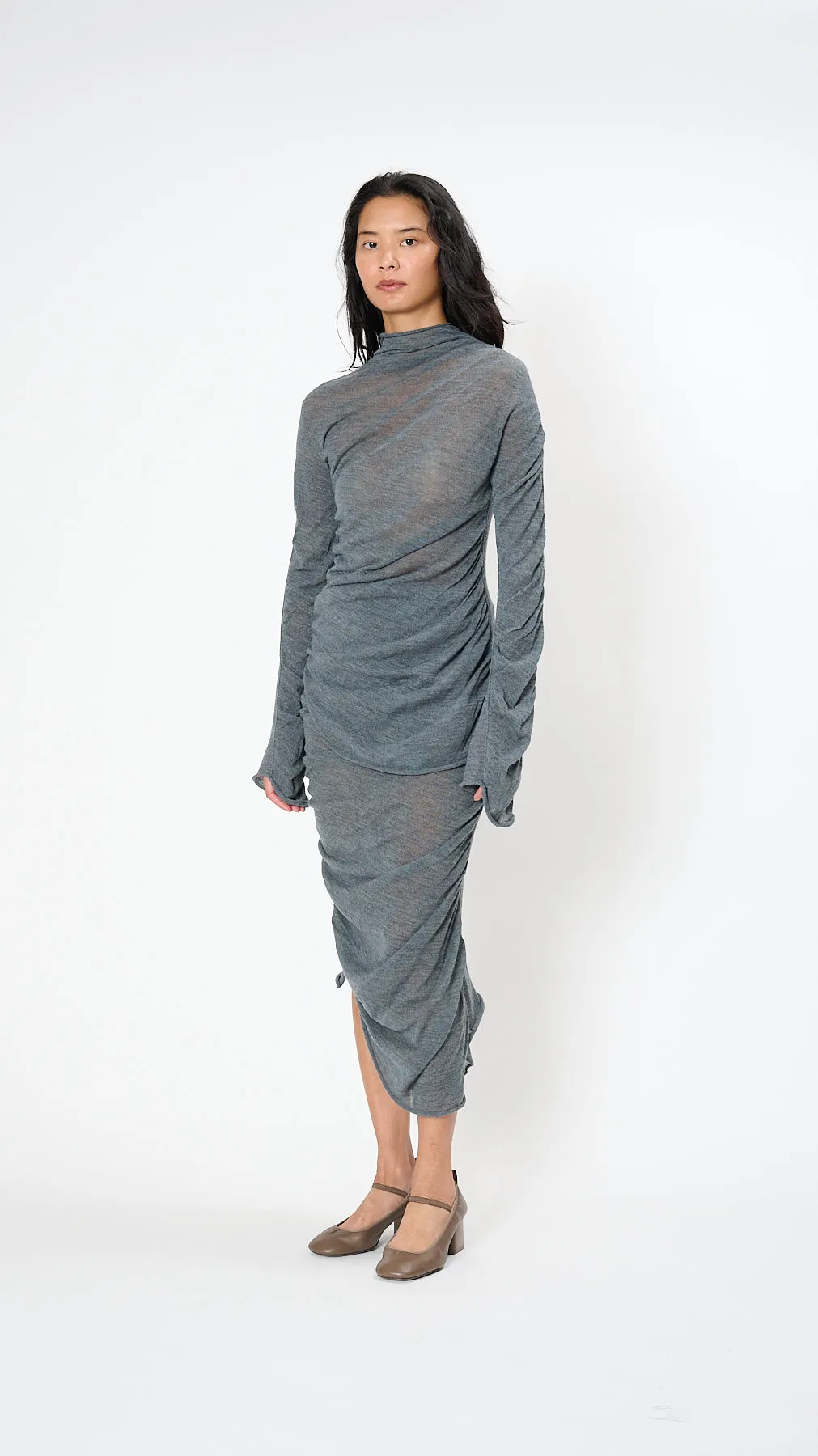 Ambiguous Wool Top in Dew Gray