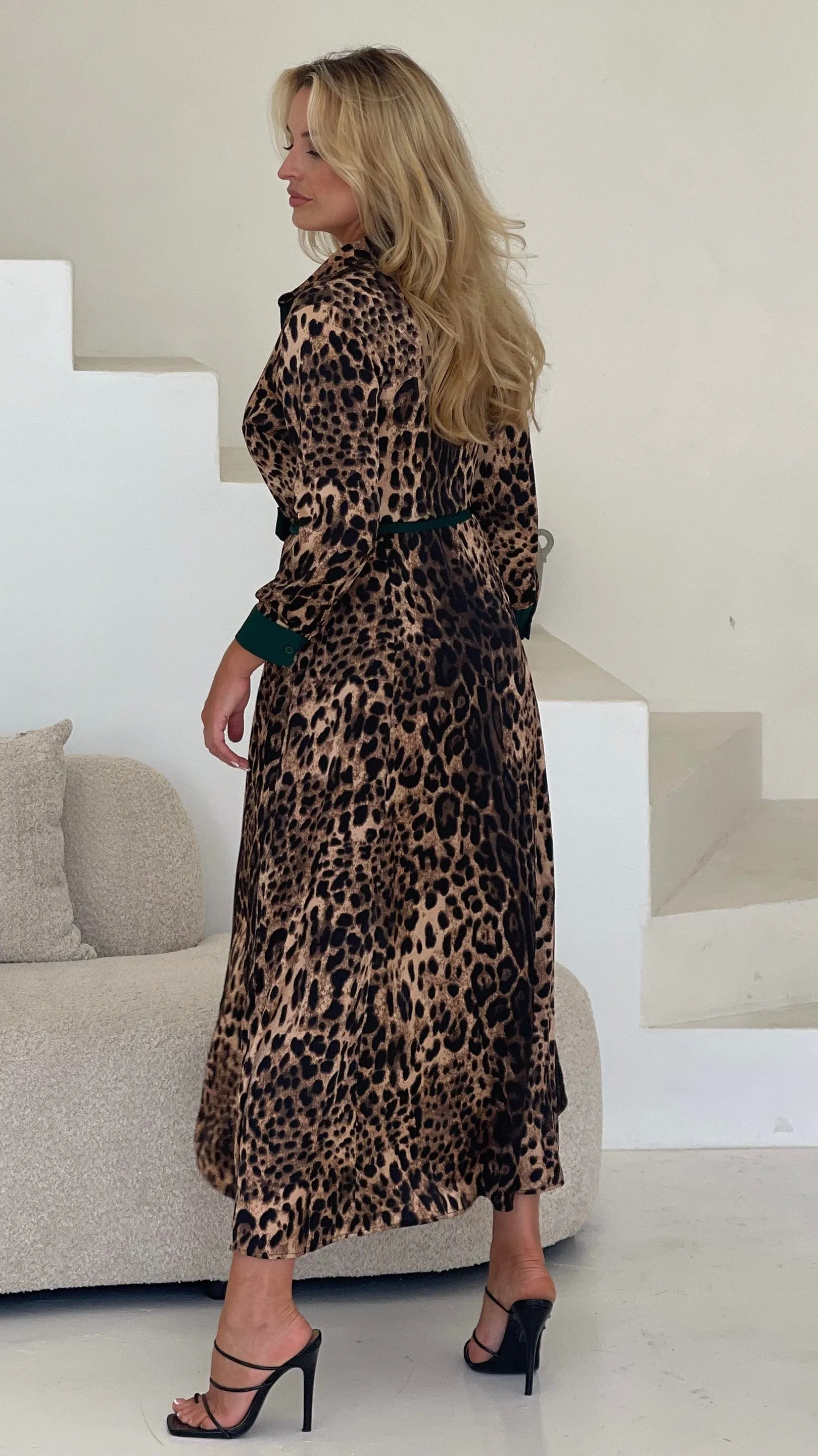 Angela Green Leopard Print Dress