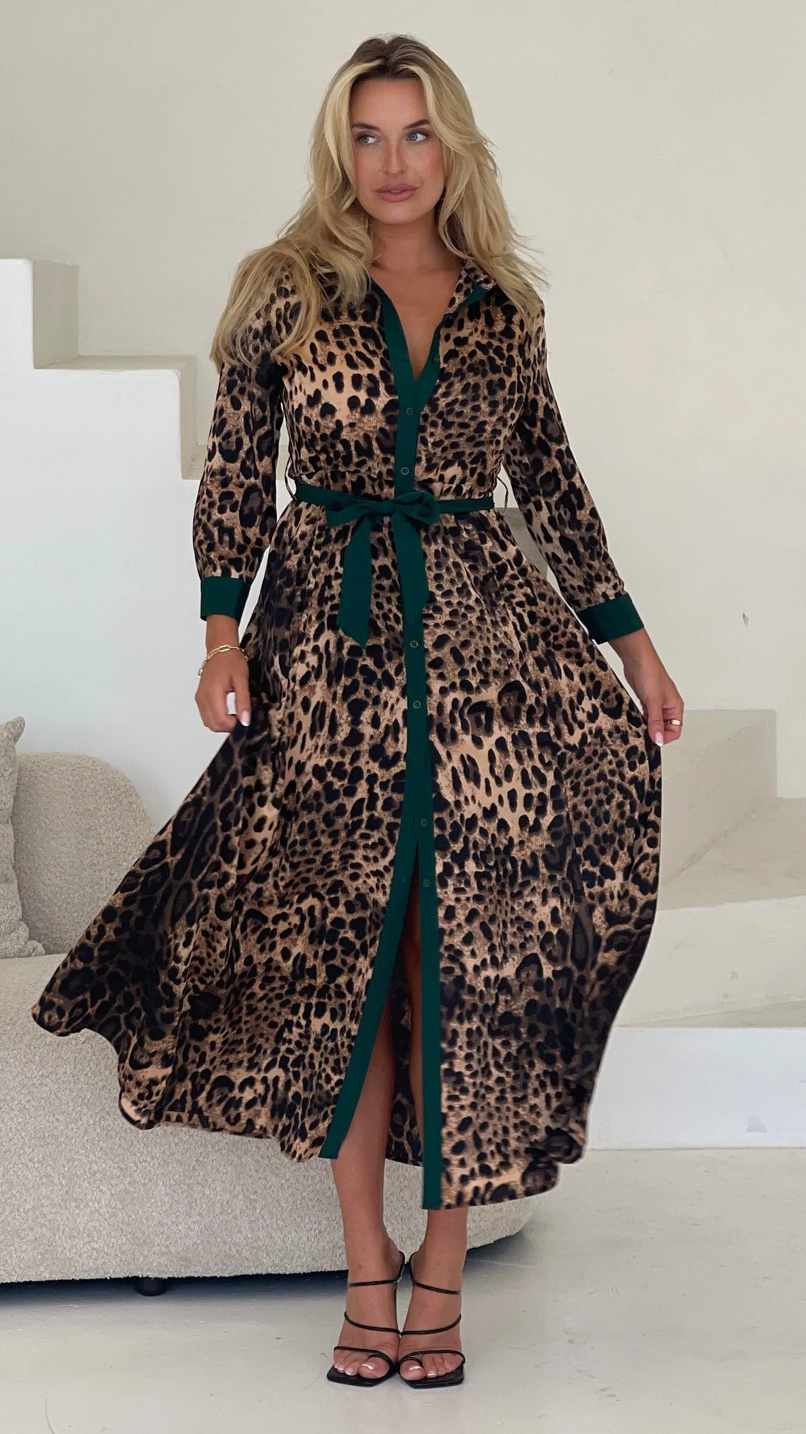 Angela Green Leopard Print Dress