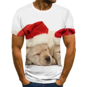 Animal T-shirt Men Christmas Shirt Print Dog Tshirts Casual White Tshirts Novelty