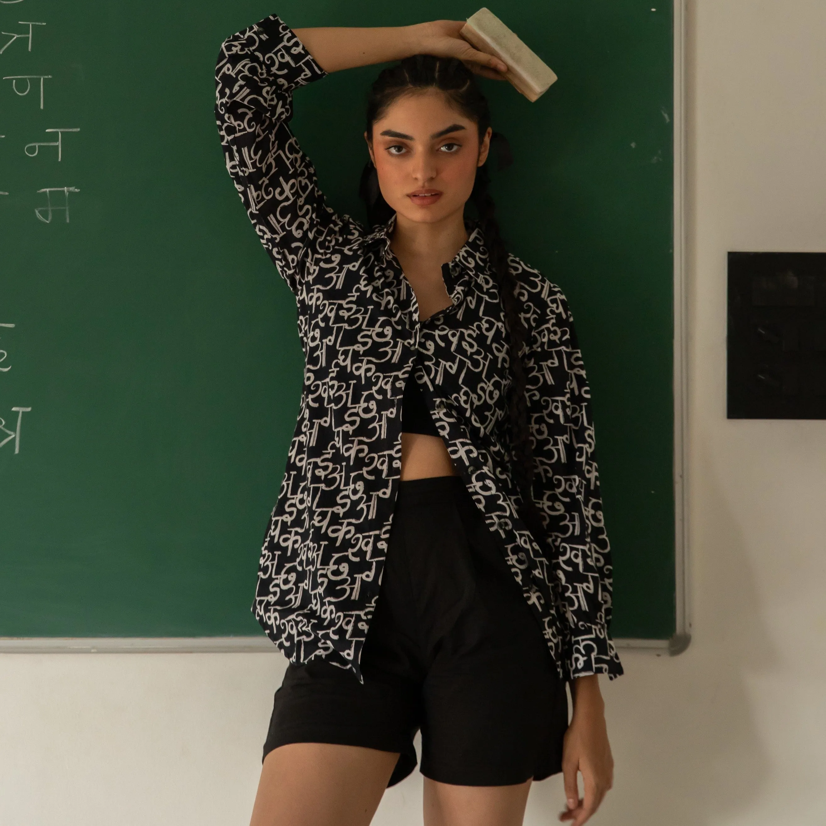 Back to School Black Alphabet Co-ord set with Black shorts