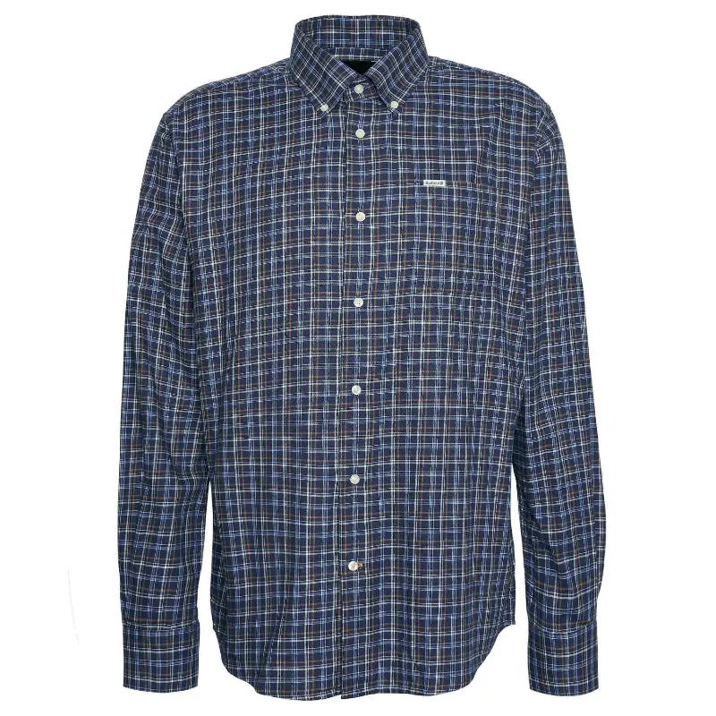 Barbour Ashton Tattersall Regular Fit Mens Shirt - Dark Navy