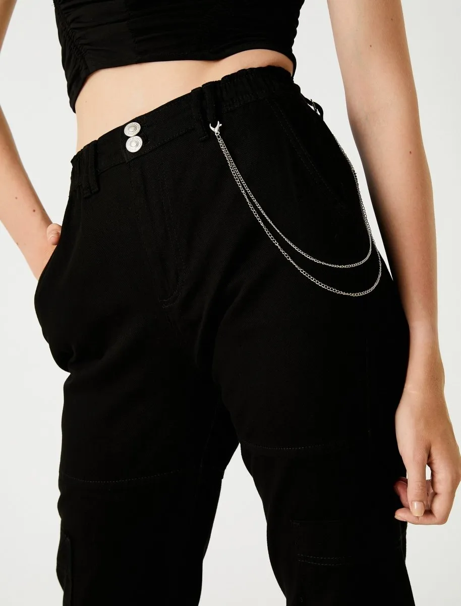 Black Cargo Joggers Womens