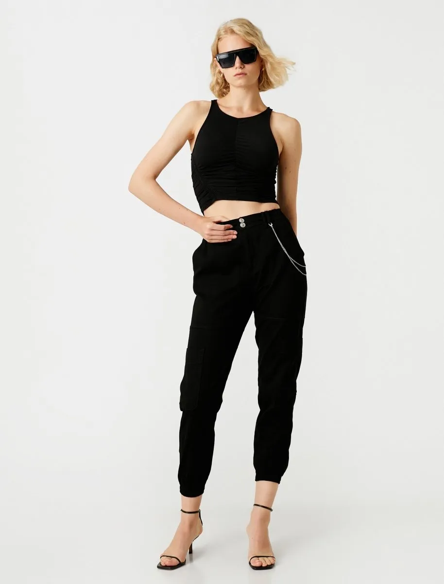 Black Cargo Joggers Womens