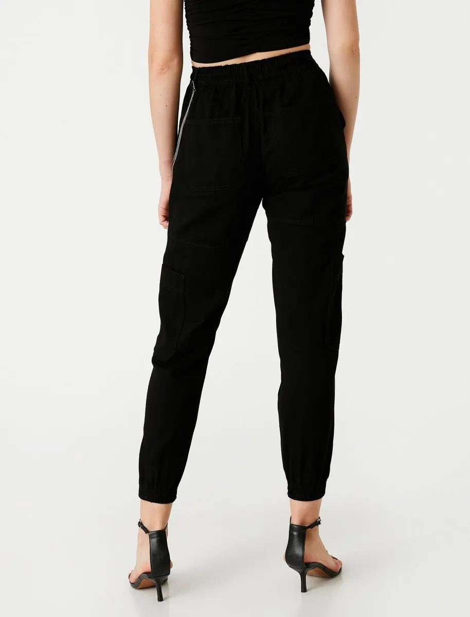 Black Cargo Joggers Womens