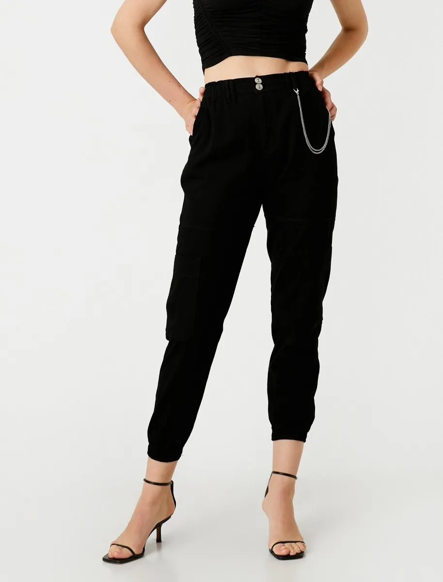 Black Cargo Joggers Womens