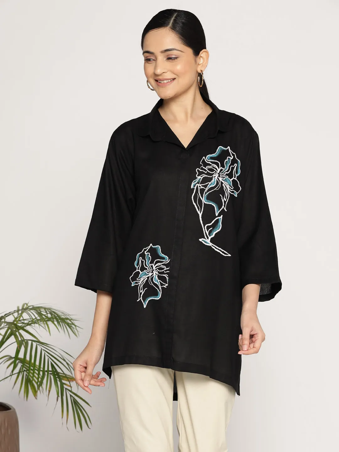 Black Rayon ShirtTop - Floressence