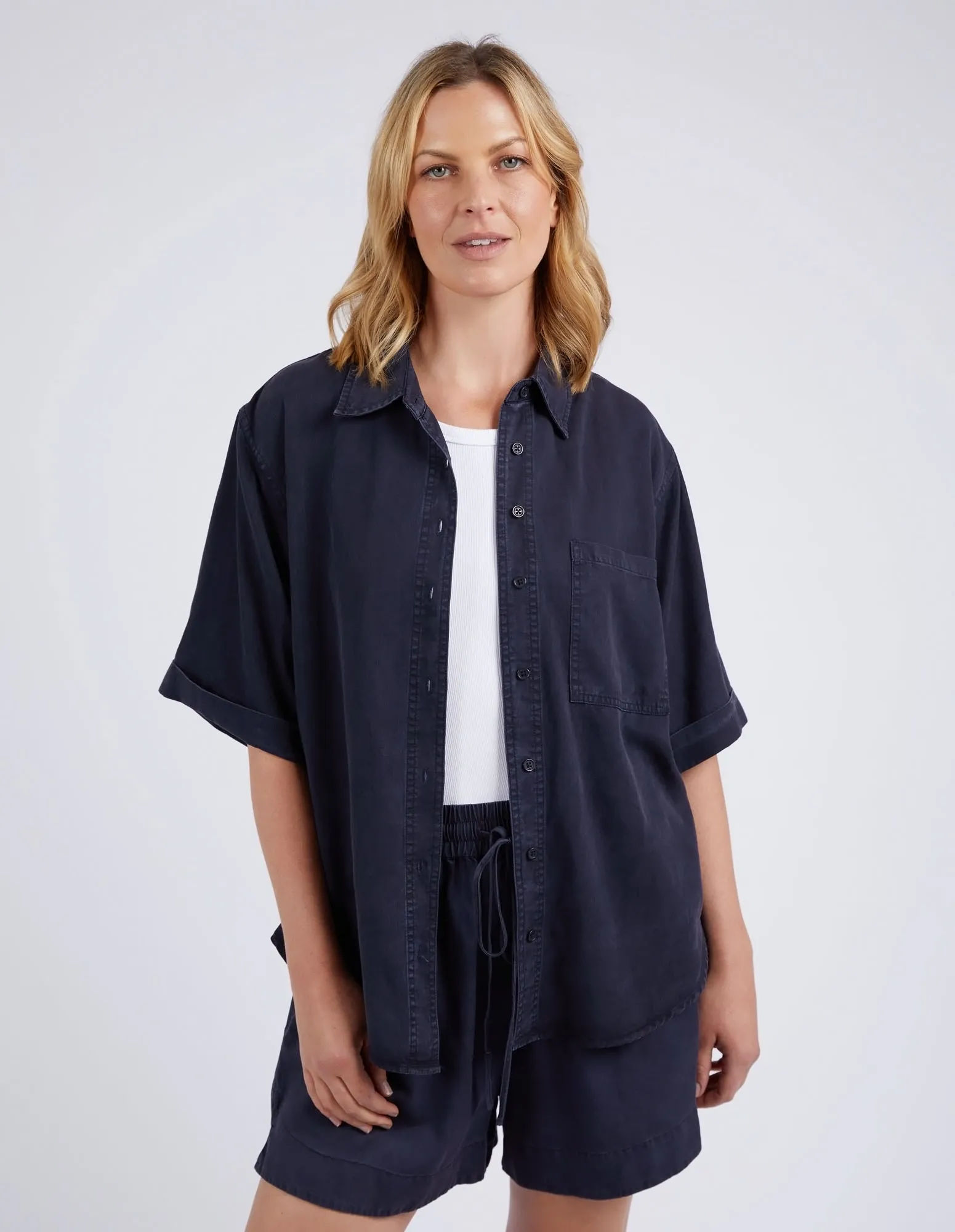 Bliss Washed Shirt Washed Navy