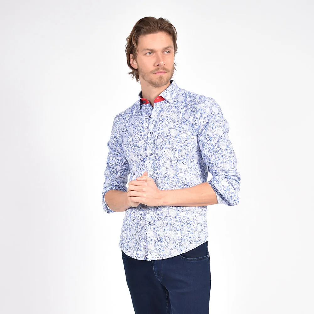 Blue French Baroque Button Down Shirt