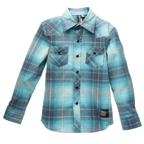 Blue Highland Flannel Knuckleheads Long Sleeve Plaid Rockabilly Shirt