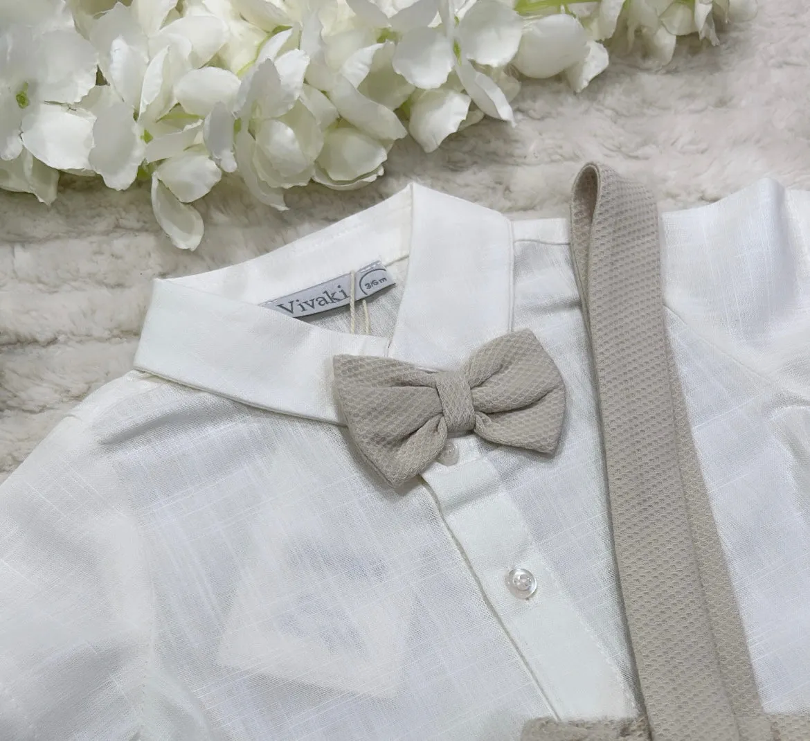 Bow tie shirt and short braces set