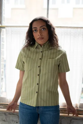 Boxy Shirt Striped Cotton Canvas