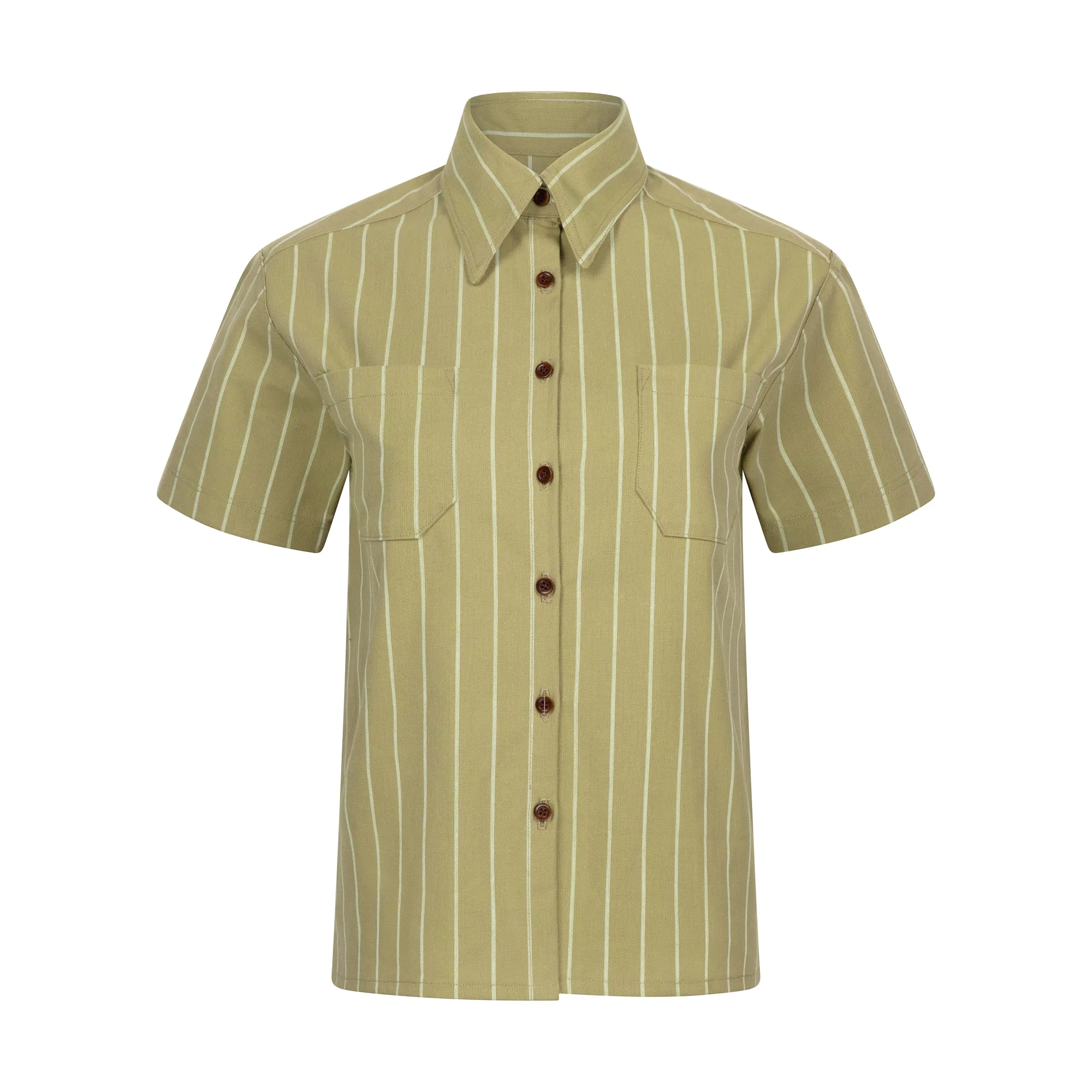 Boxy Shirt Striped Cotton Canvas