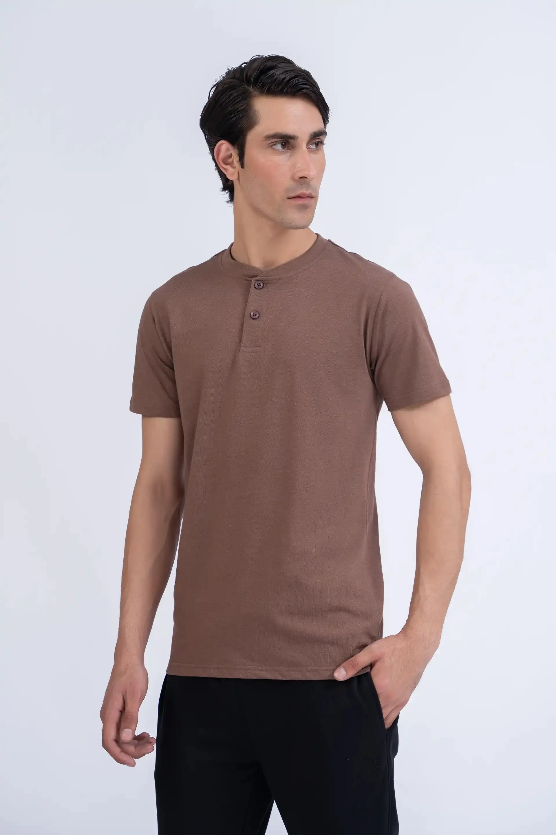 Brown Henley T-Shirt