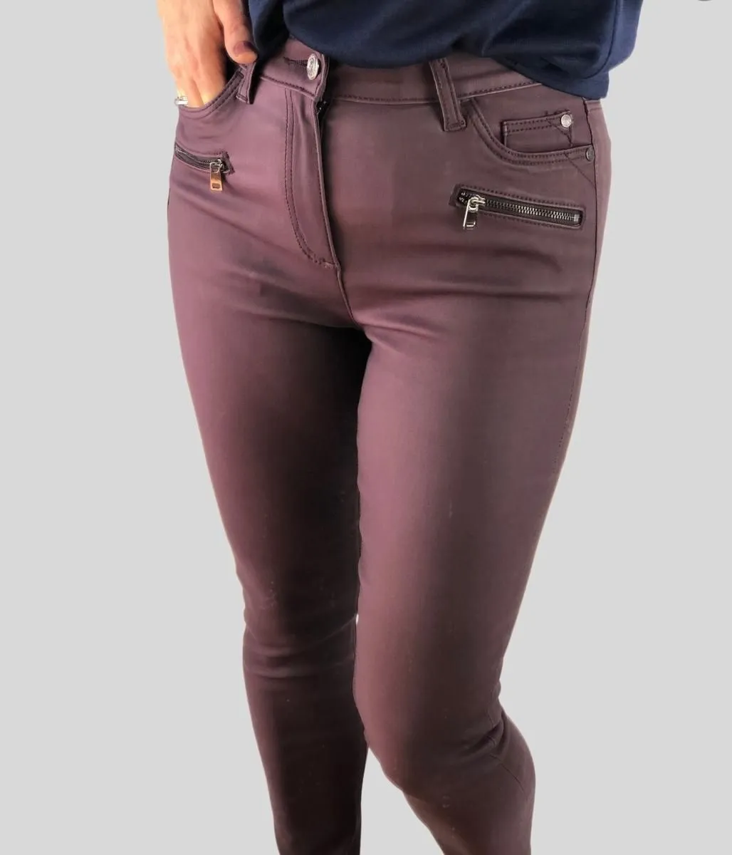 Burgundy Zip Detail Jeans