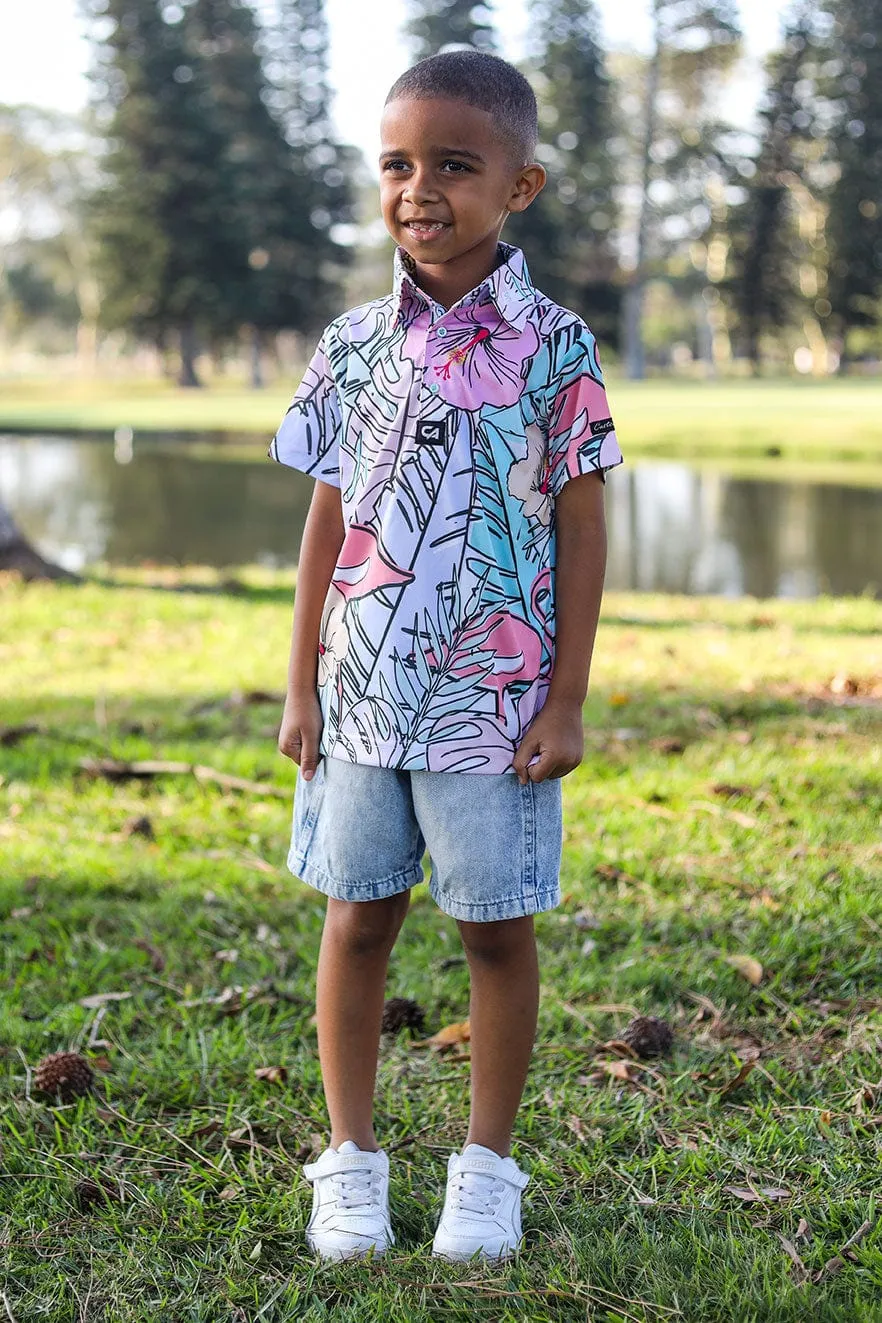 CA JNR Funky Golf Shirt | Pastel Jungle