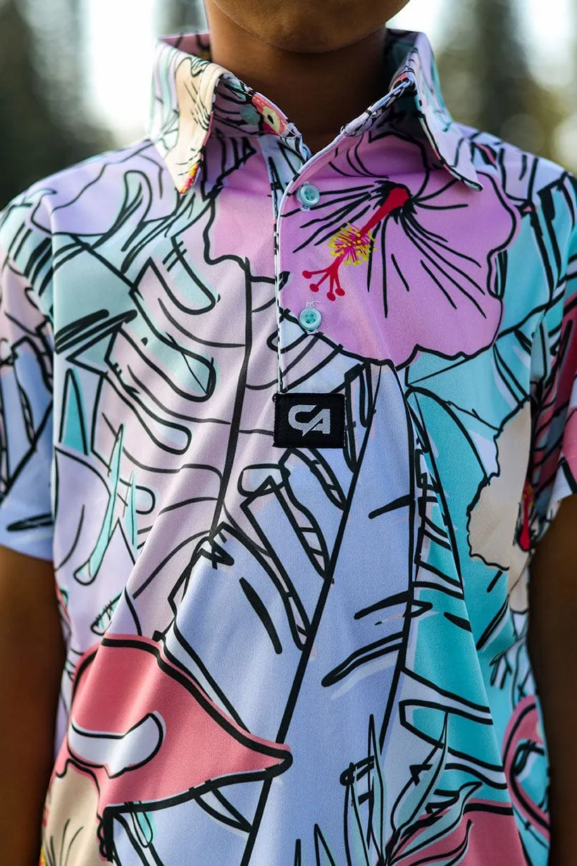 CA JNR Funky Golf Shirt | Pastel Jungle