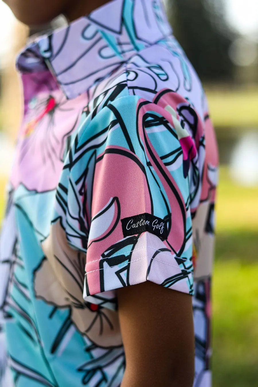 CA JNR Funky Golf Shirt | Pastel Jungle