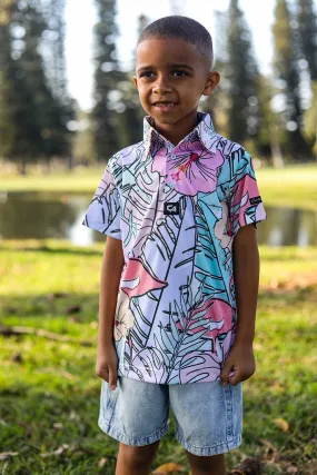 CA JNR Funky Golf Shirt | Pastel Jungle