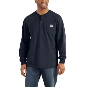 Carhartt Mens Workwear Pocket Long Sleeve Henley Work T-Shirt - K128-NVY