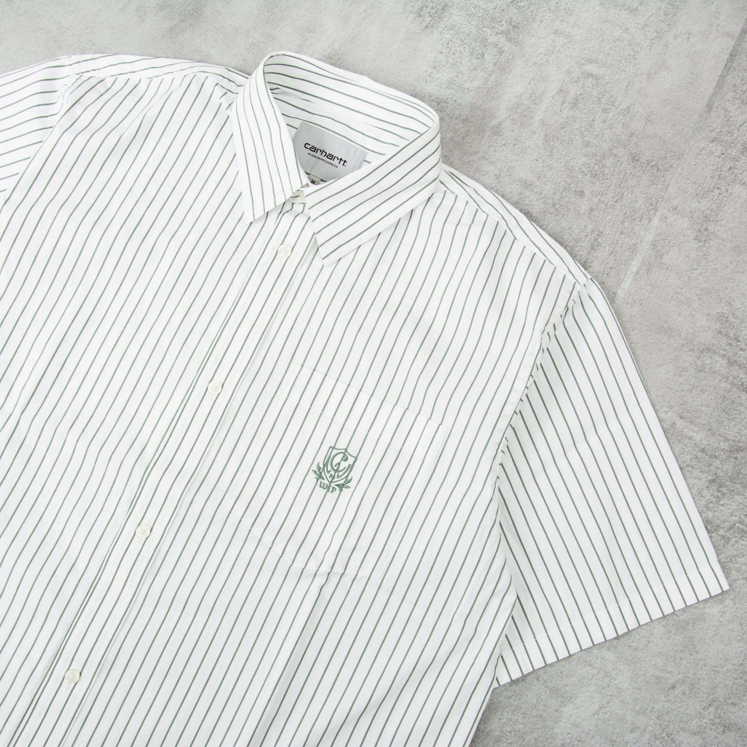 Carhartt WIP Linus S/S  Stripe Shirt - Park / White