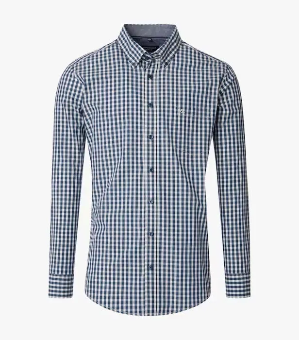 Casa Moda Casual Fit Long Sleeve Check Shirt - Light Blue