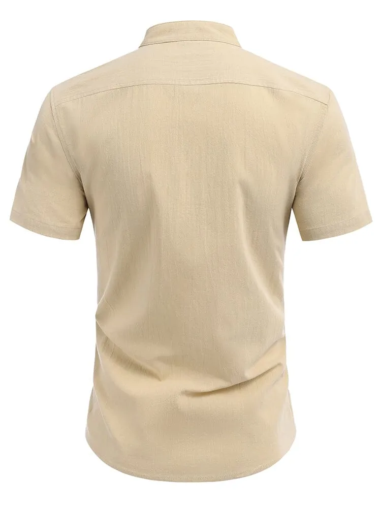 Casual Solid Cotton Henley Shirt (US Only)