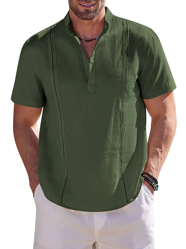 Casual Solid Cotton Henley Shirt (US Only)