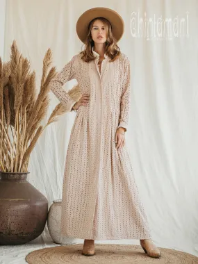 Certified Organic Cotton Maxi Shirt Dress / Beige