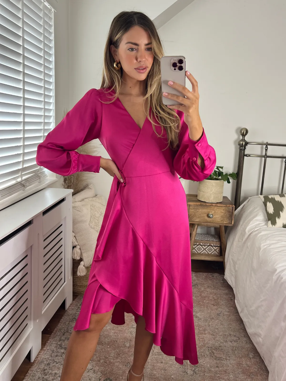 Charlotte Wrap Midi Dress / Pink