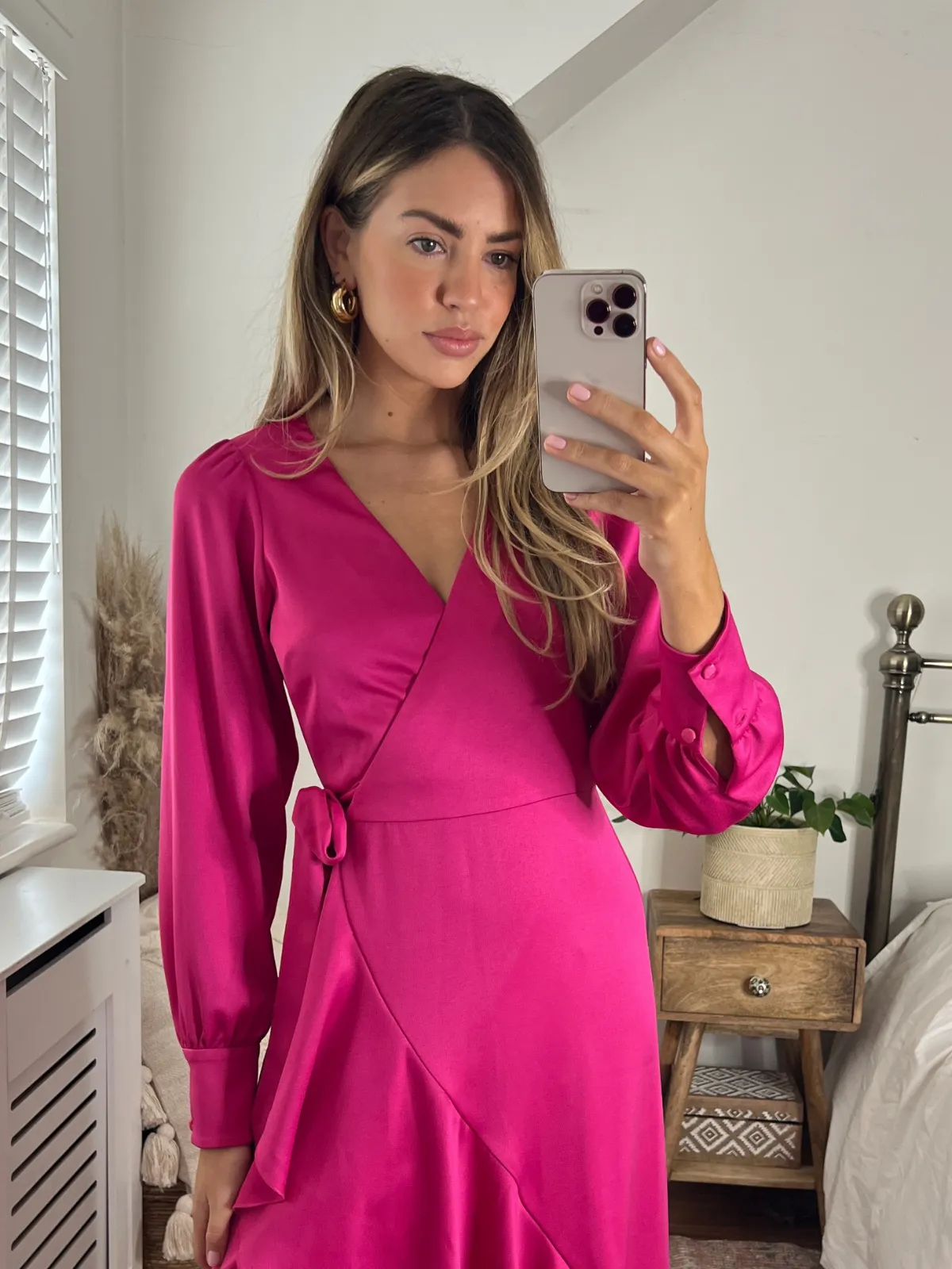 Charlotte Wrap Midi Dress / Pink