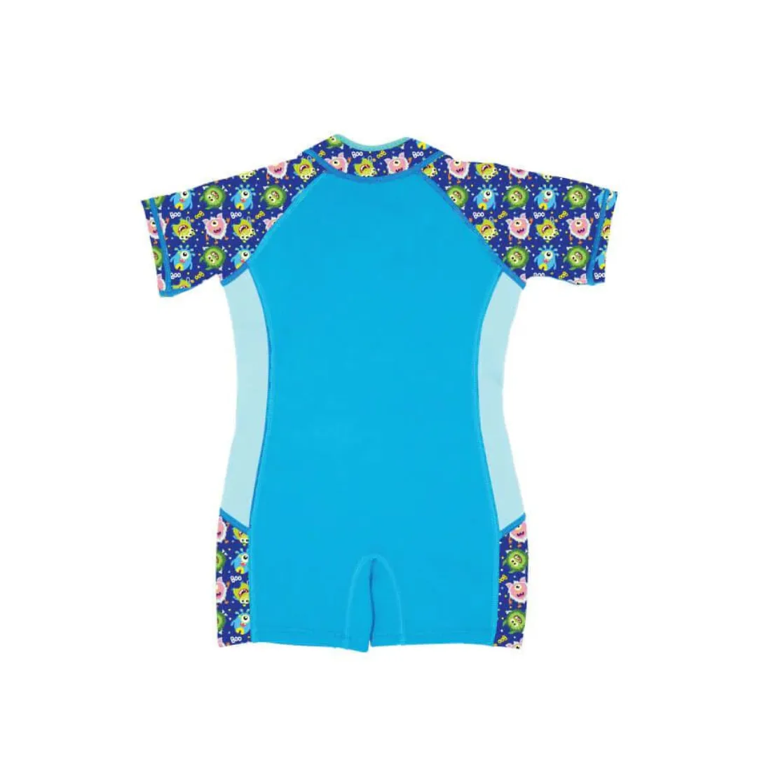 Cheekaaboo Wobbie Toddler Thermal Swimsuit UPF50  Blue Monster