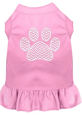 Chevron Paw Screen Print Dress Light Pink 4x (22)