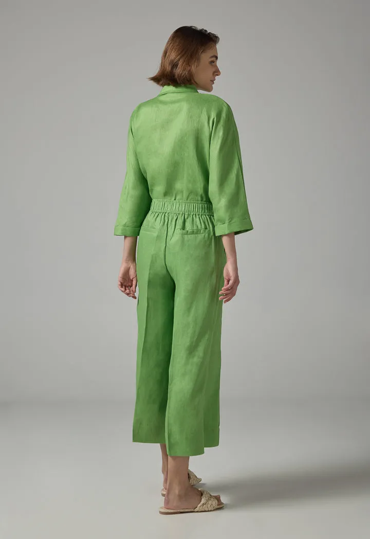 Choice Wide Leg Basic Trousers Green