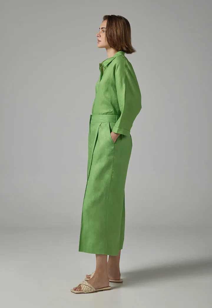 Choice Wide Leg Basic Trousers Green