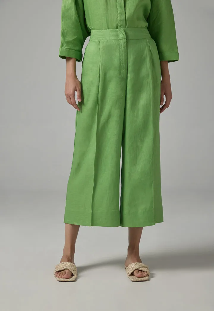 Choice Wide Leg Basic Trousers Green