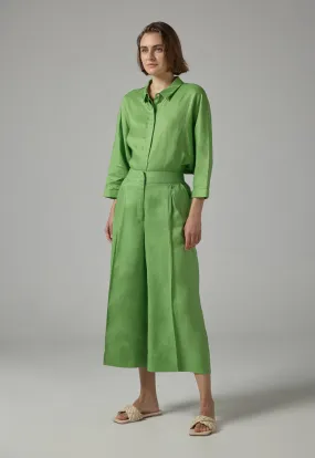 Choice Wide Leg Basic Trousers Green