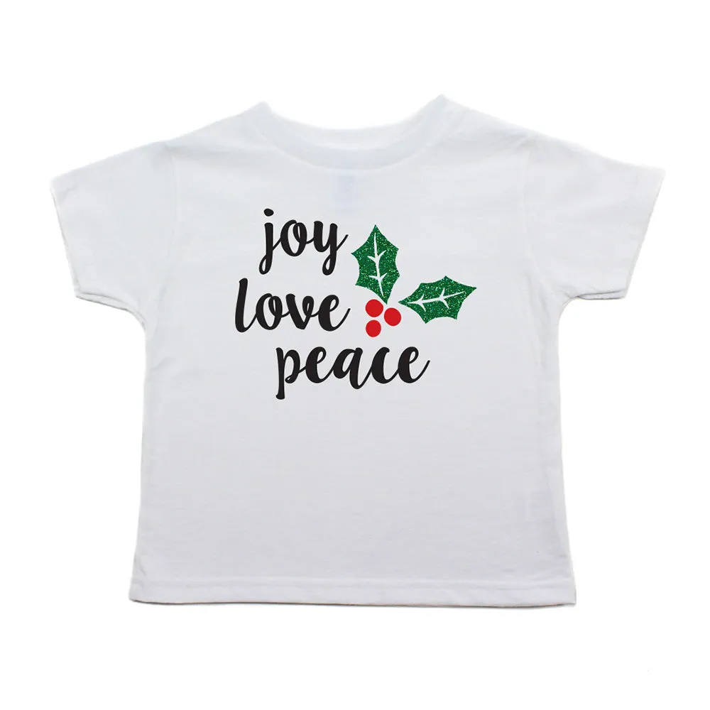 Christmas Joy Love Peace Mistletoe Toddler Short Sleeve T-Shirts