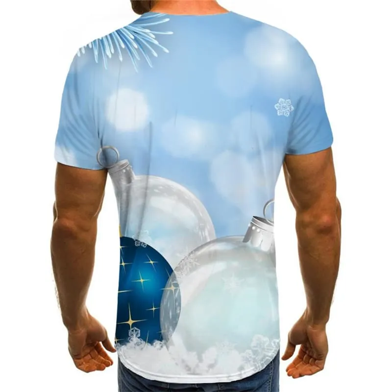 Christmas T shirts Men Snowflake Tshirt Printed Party T-shirts 3d New Year T shirts Funny