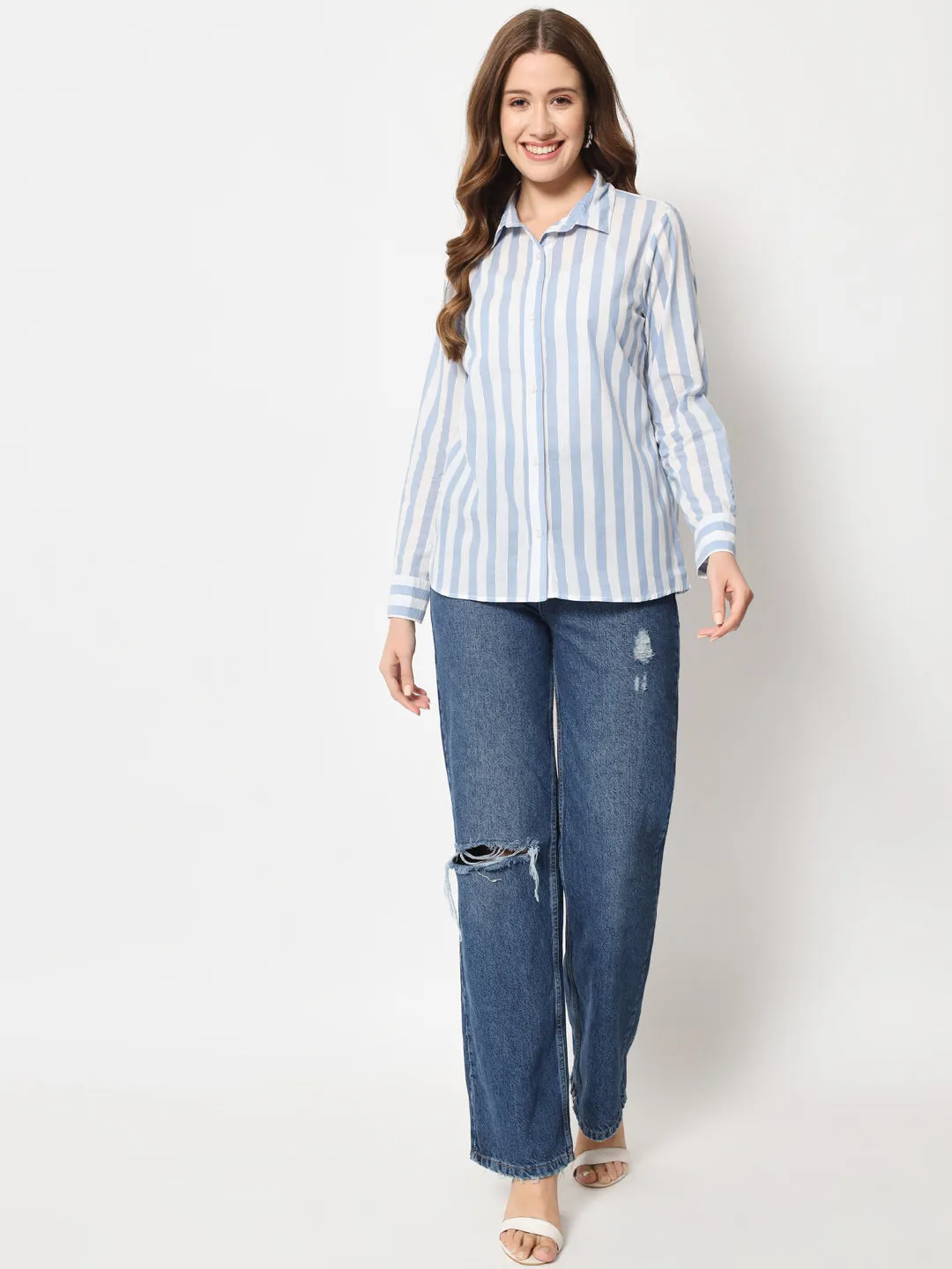 Classic Regular Fit Striped Cotton Casual Shirt