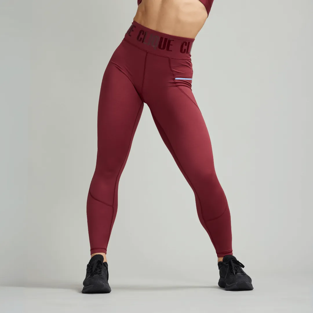 CLQ Power Compression Tights - Oxblood