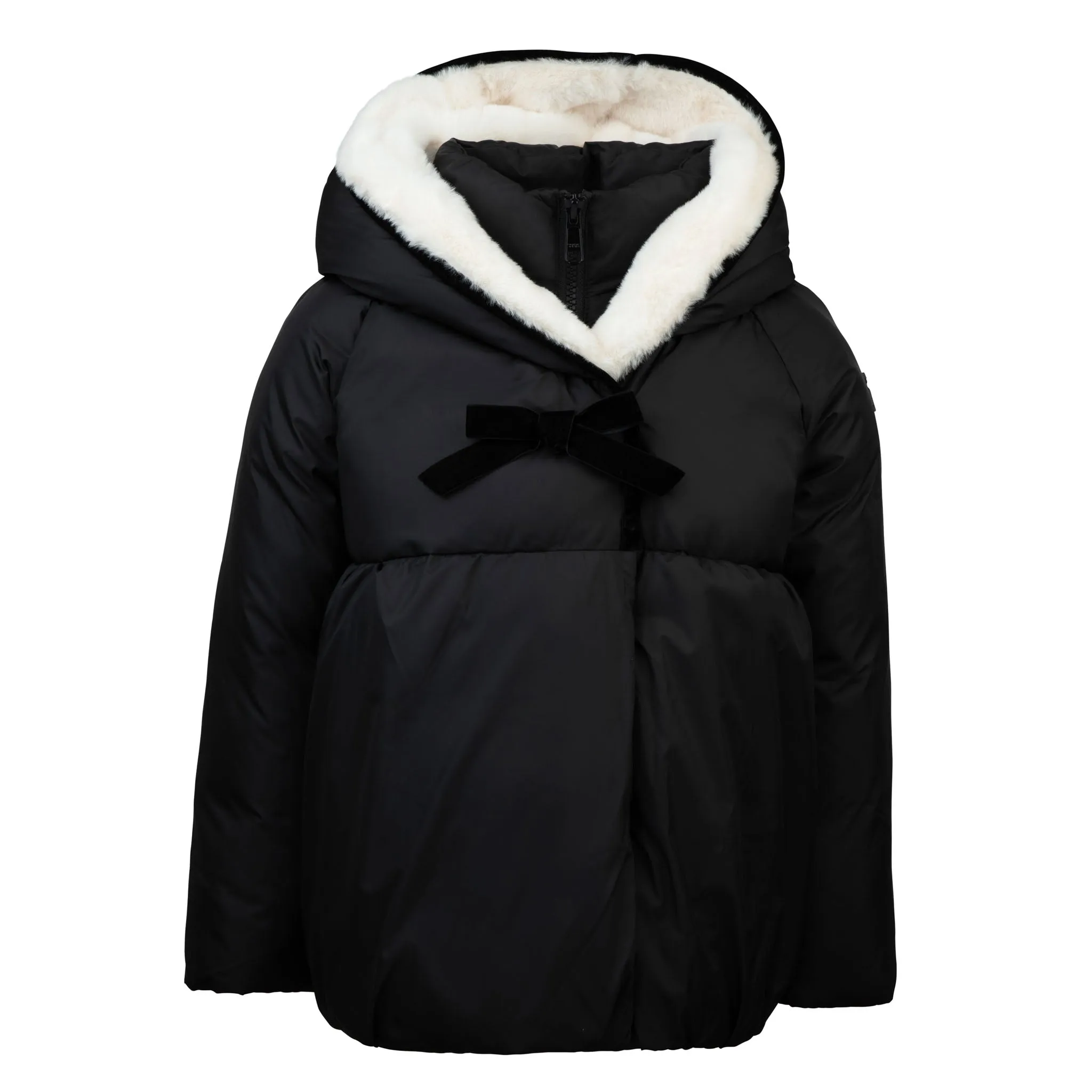 coat wrap matte with fur lining - black/white