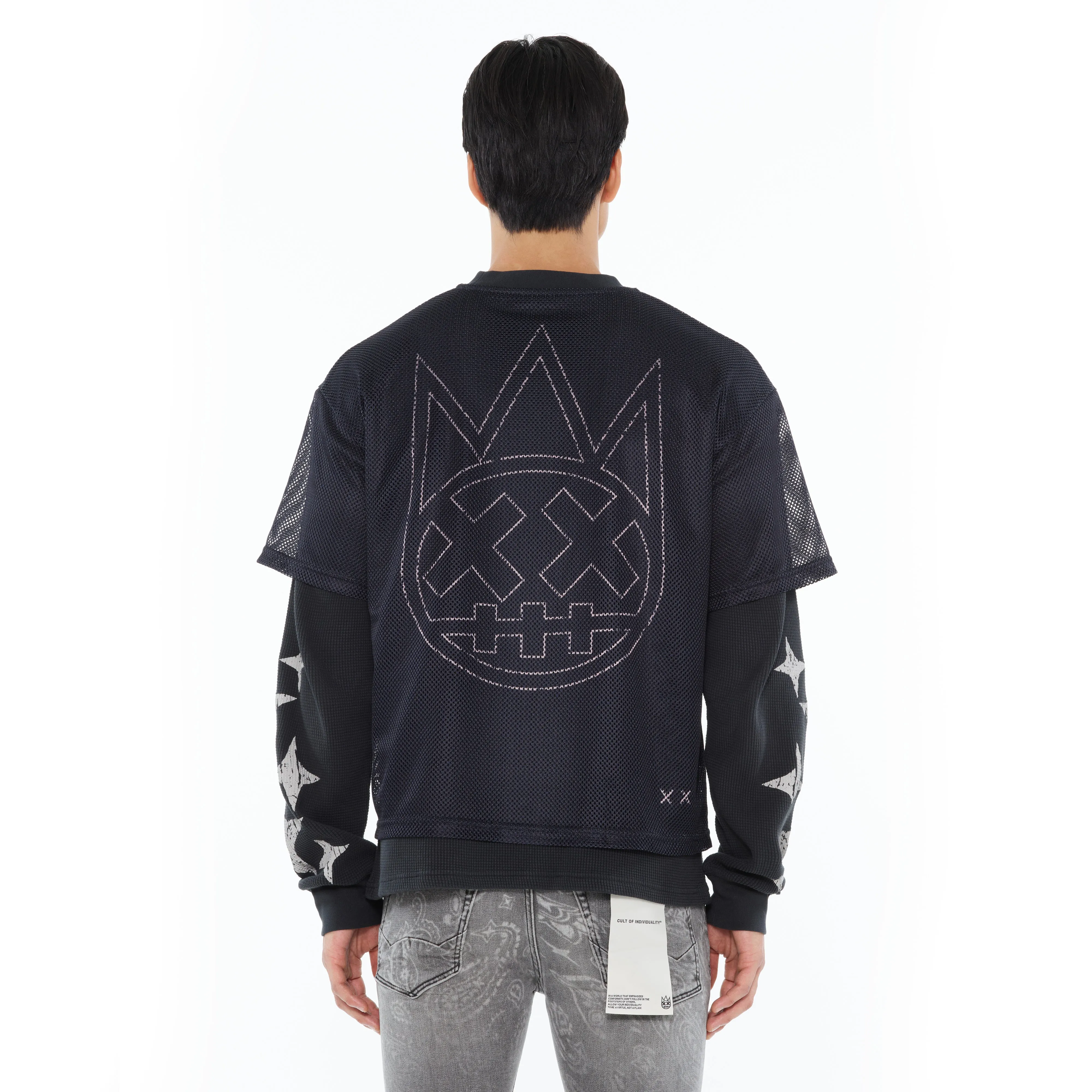 Cult's Long Sleeve Thermal With Mesh Shirt in Steel