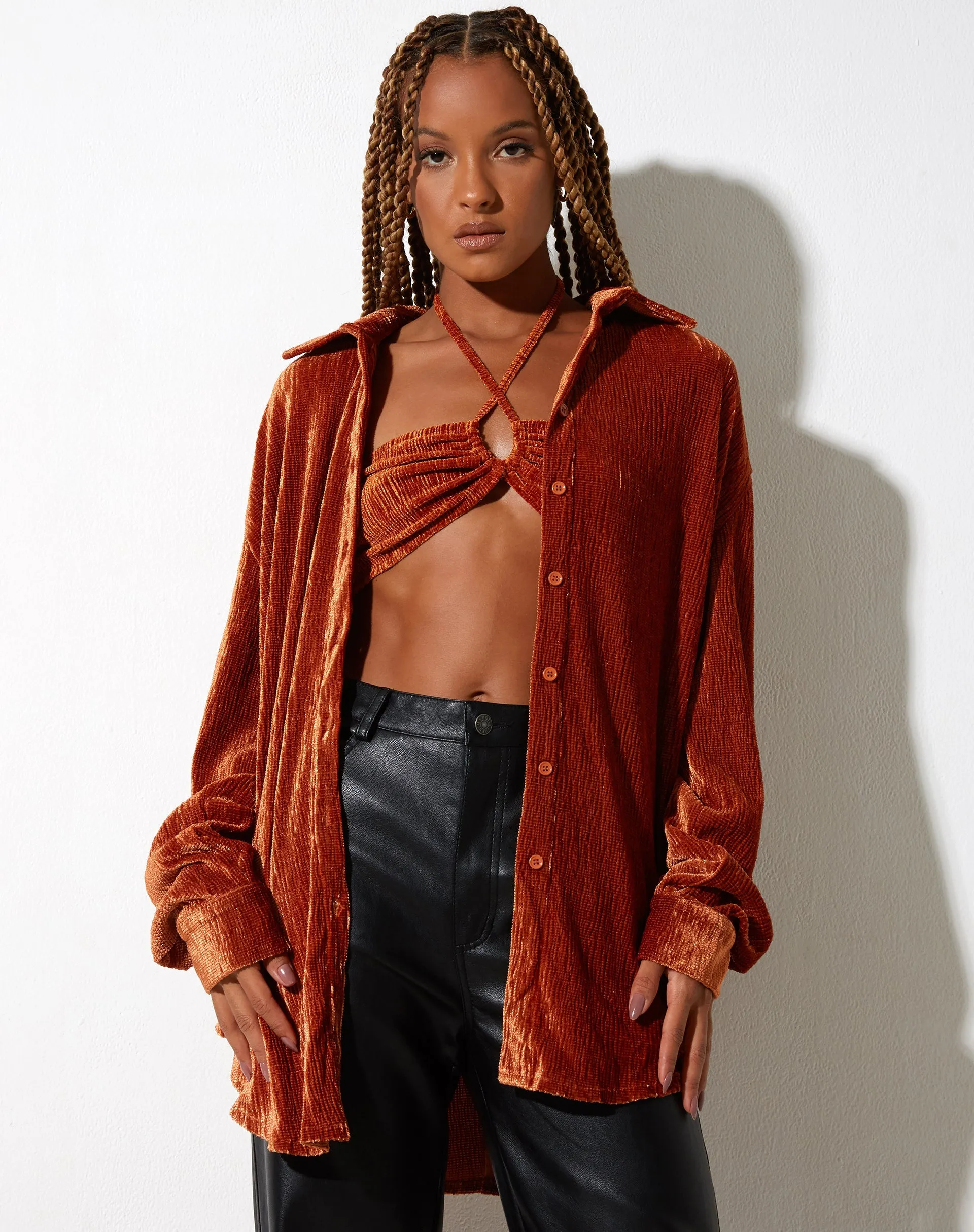 Dael Oversized Shirt in Velvet Rust