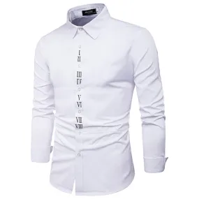 Designer Dress Shirt for Men Slim Fit Letter Printing Bussiness Casual