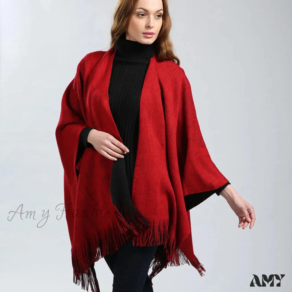 Double-Sided Fashion New Split Trendy Warm Cozy Cape Scarf