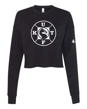 Dragon Front Women's Cropped Crew Fleece, (Text on Back). Comes in different colors and designs